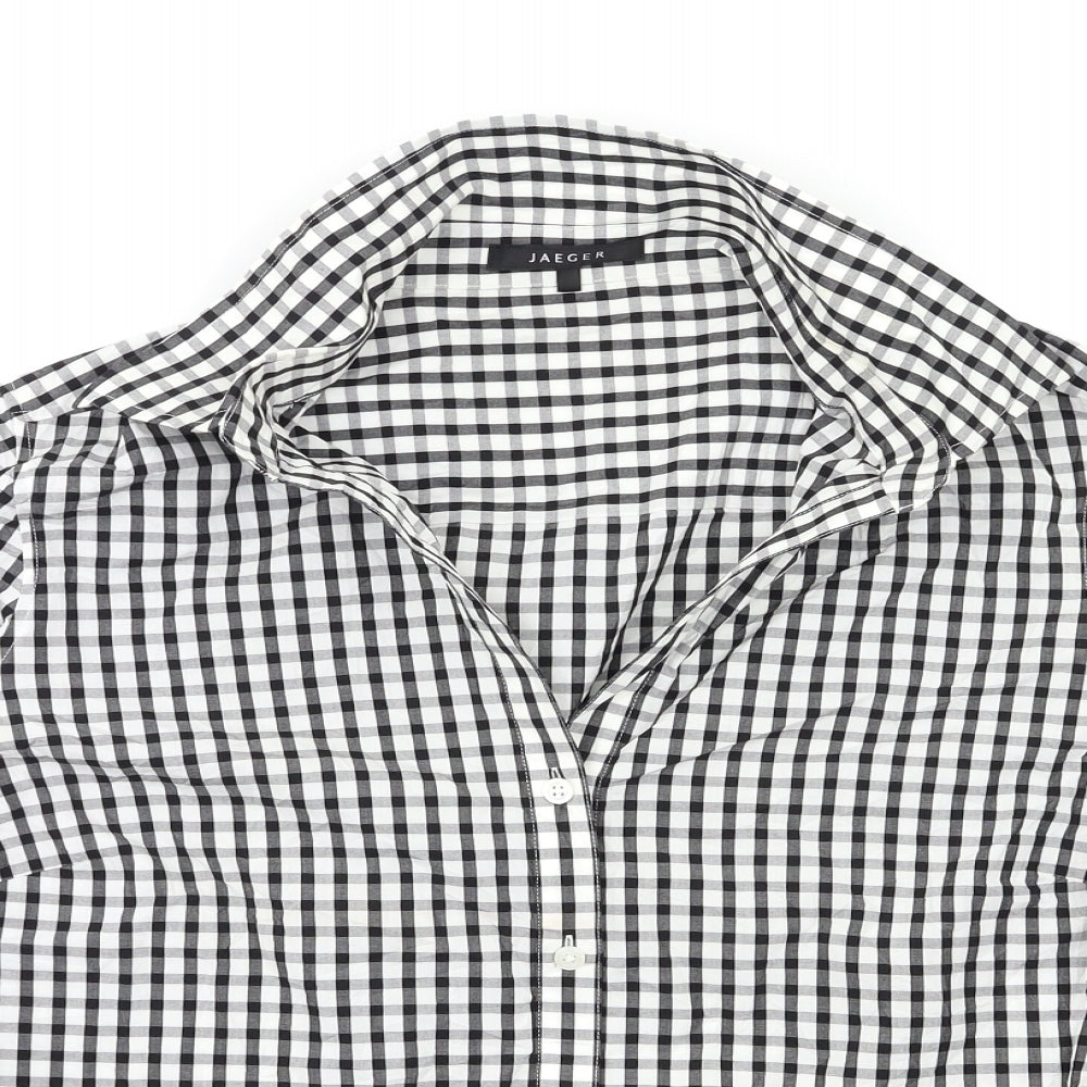 Jaeger Womens Black Check  Basic Button-Up Size 14