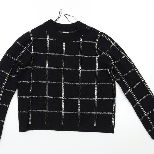 H&M Womens Black Check  Pullover Jumper Size M
