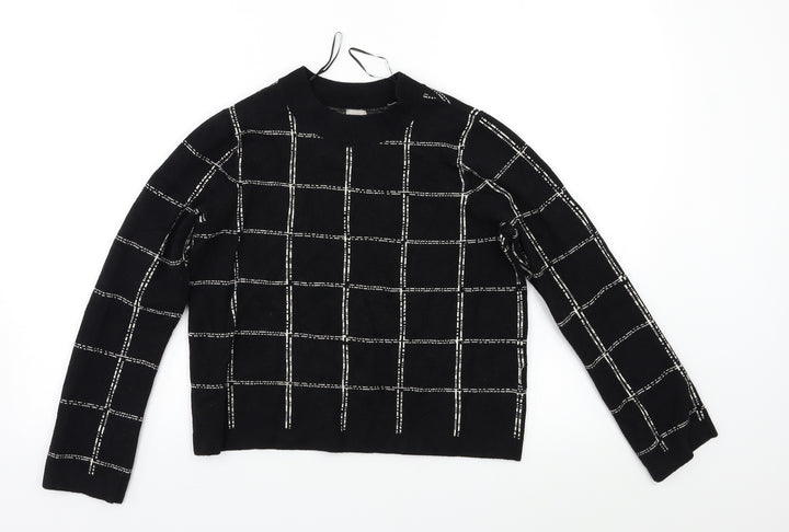 H&M Womens Black Check Pullover Jumper Size M