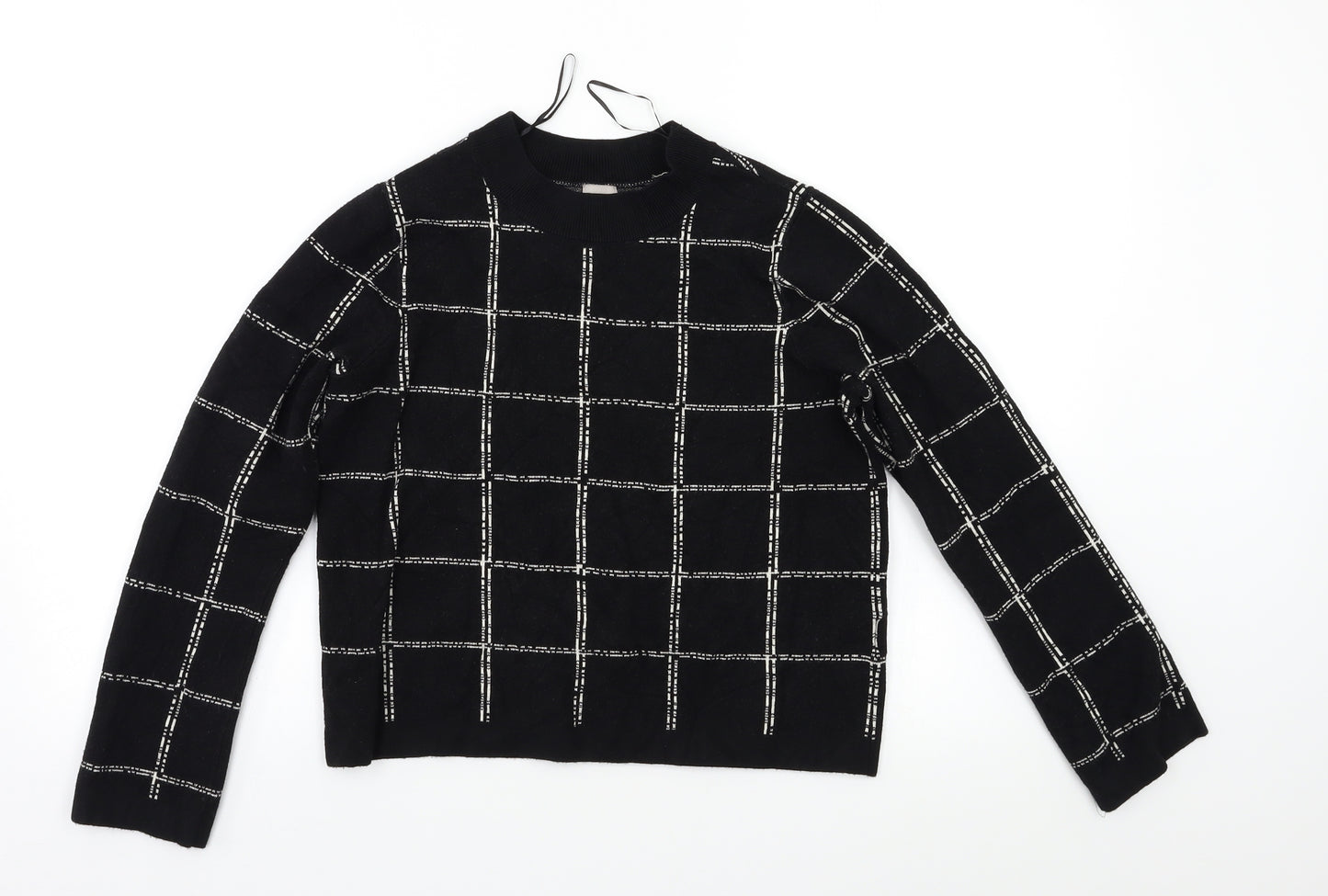 H&M Womens Black Check  Pullover Jumper Size M