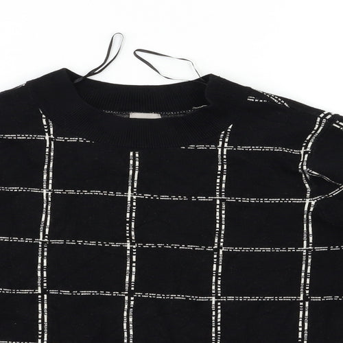 H&M Womens Black Check  Pullover Jumper Size M
