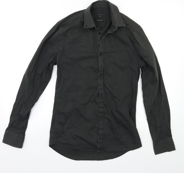 River Island Mens Green Button-Up Size XS