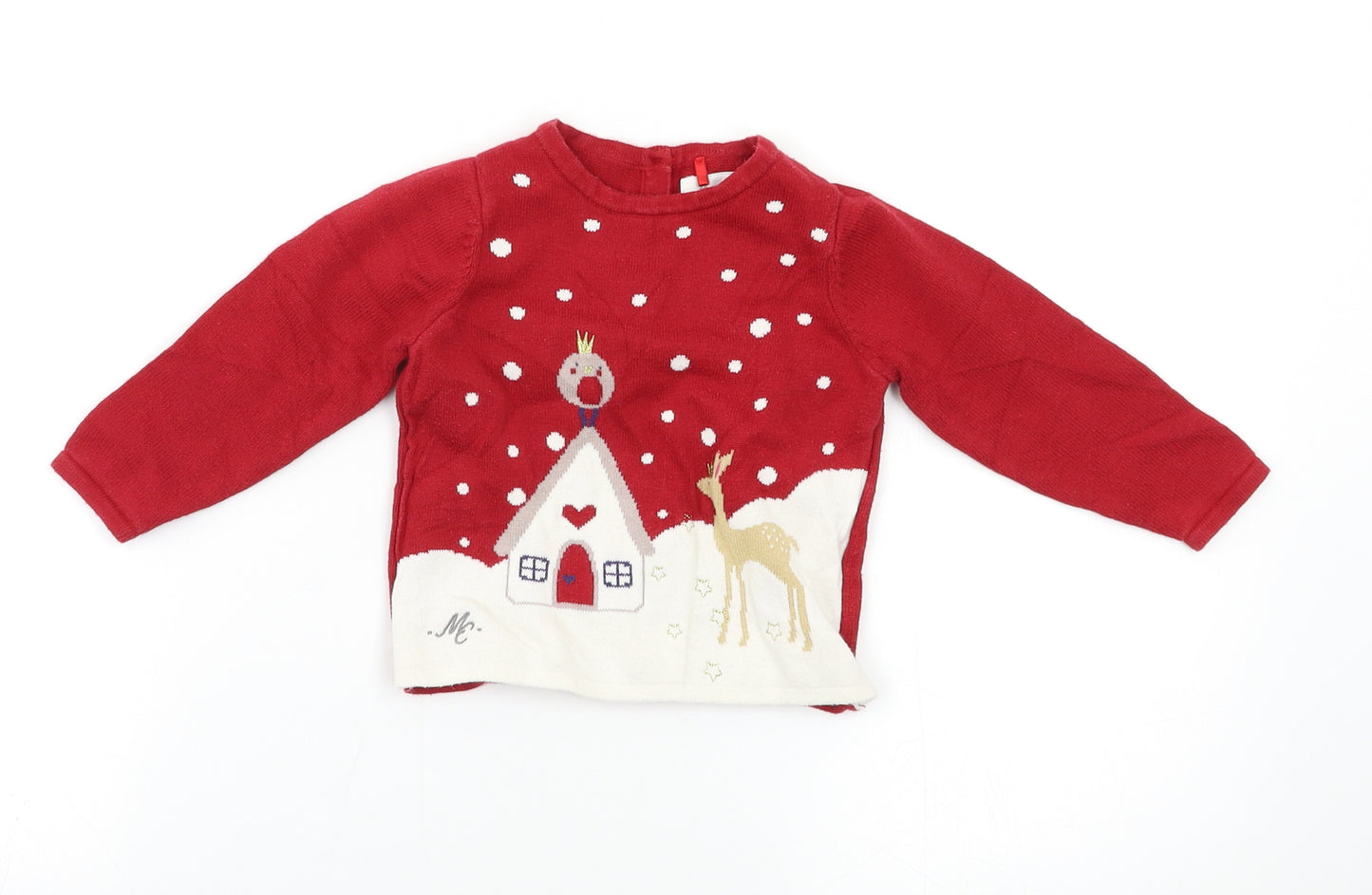 Mothercare Baby Red   Pullover Jumper Size 9-12 Months  - Xmas jumper