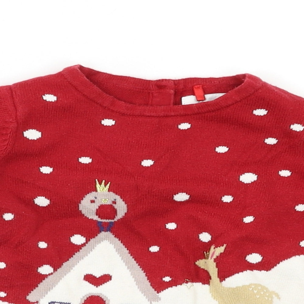 Mothercare Baby Red   Pullover Jumper Size 9-12 Months  - Xmas jumper