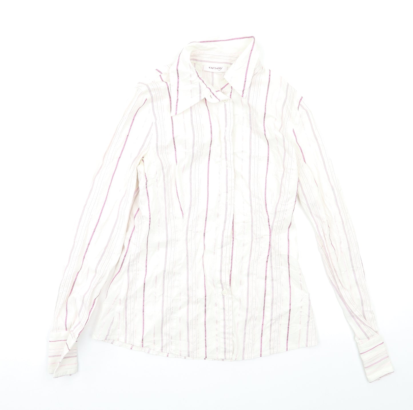 ORSAY Womens White Striped  Basic Button-Up Size 10