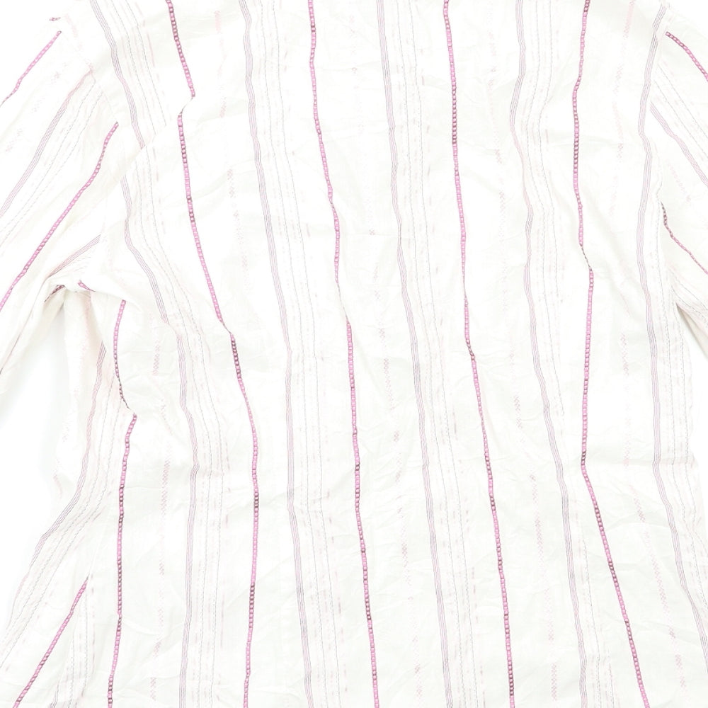 ORSAY Womens White Striped  Basic Button-Up Size 10