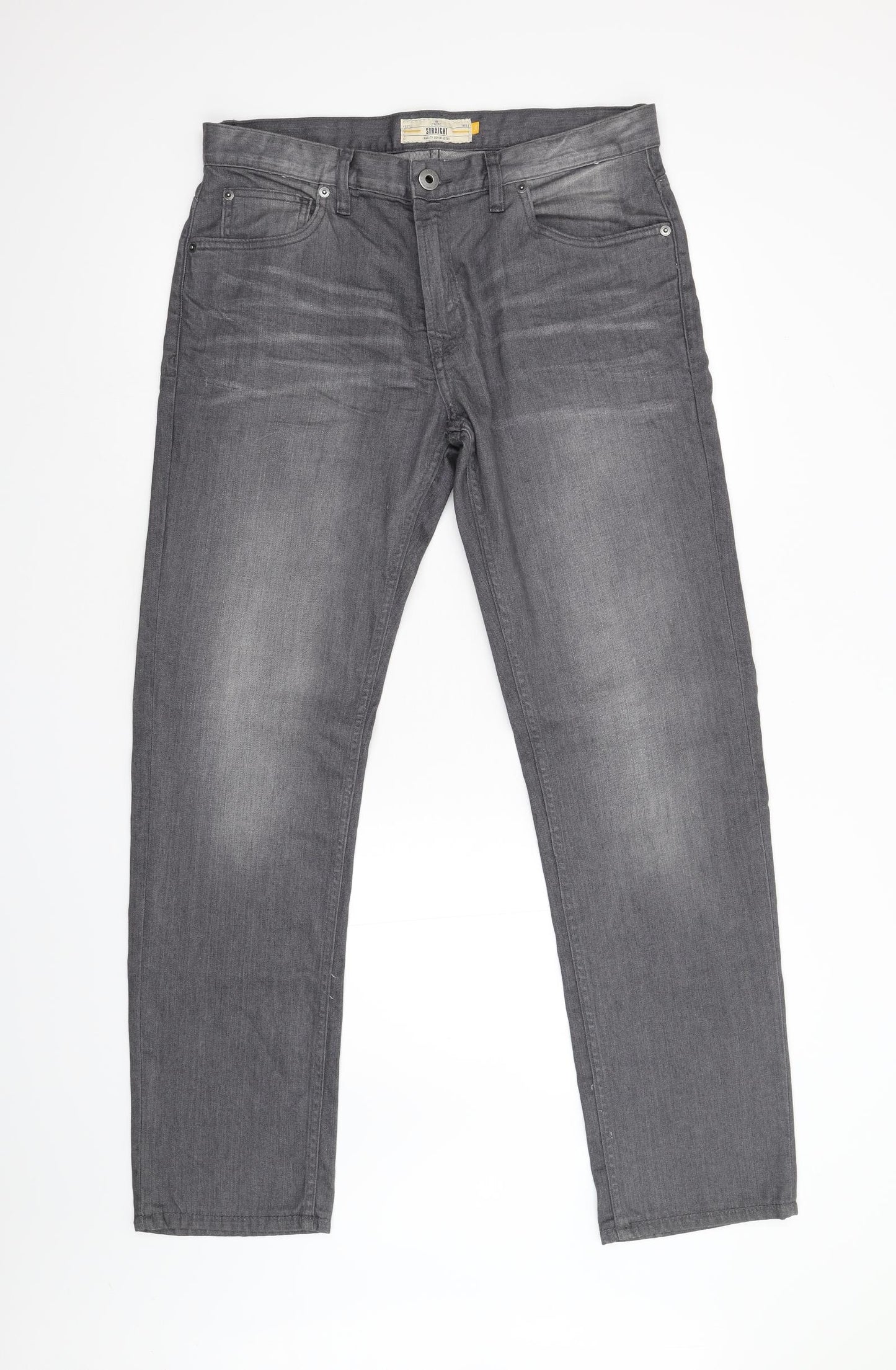 NEXT Mens Grey  Denim Straight Jeans Size 34 L33 in