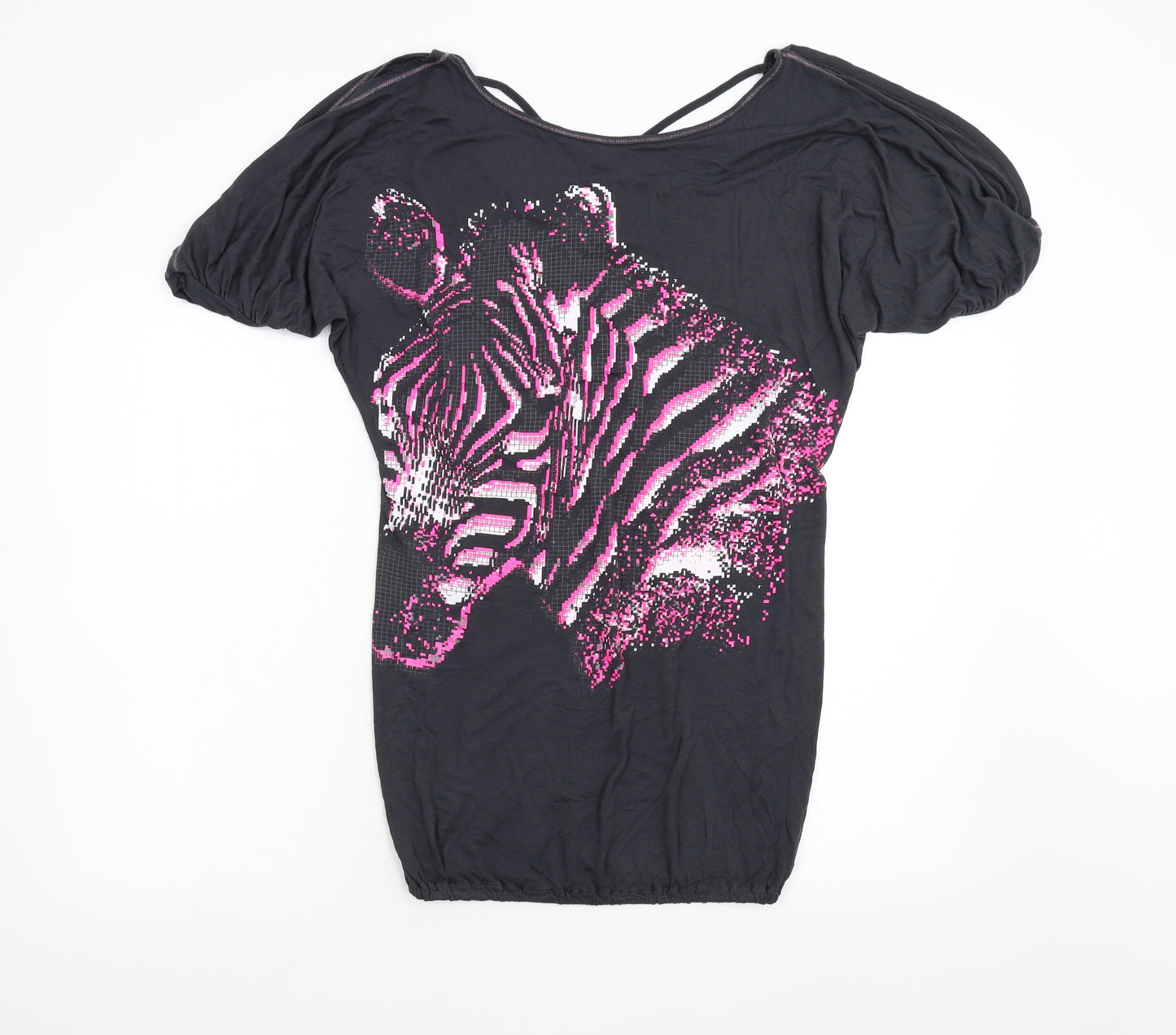 Effect Womens Grey   Basic T-Shirt Size 8  - Zebra