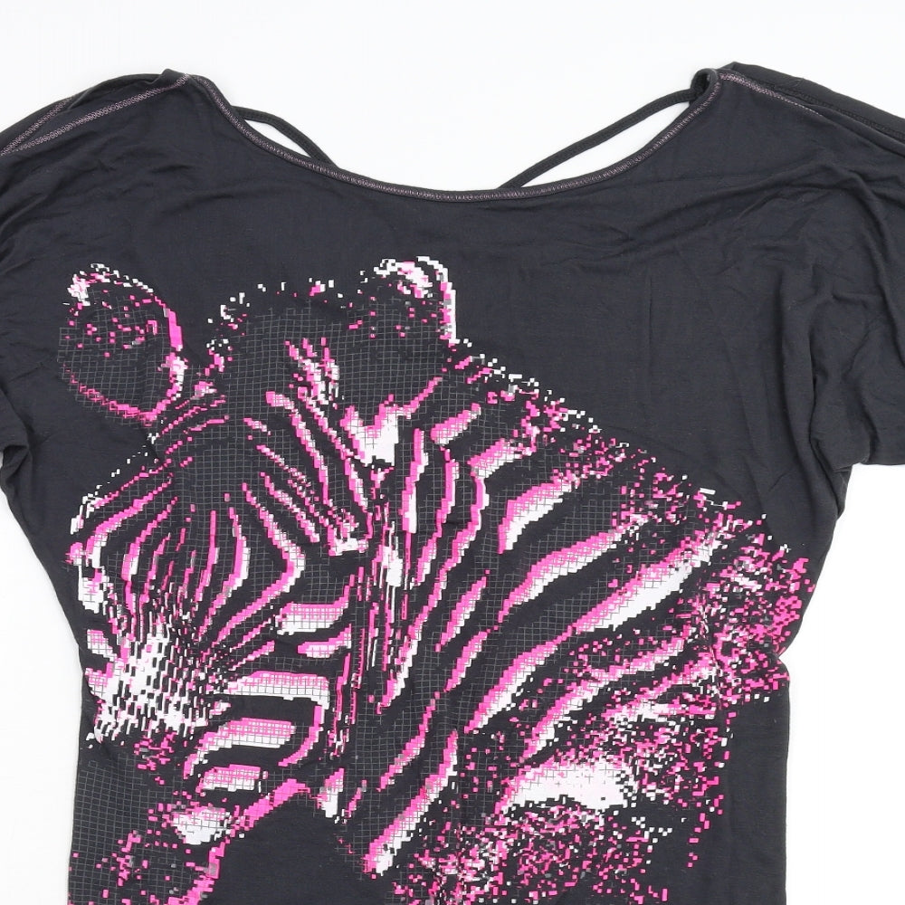 Effect Womens Grey   Basic T-Shirt Size 8  - Zebra