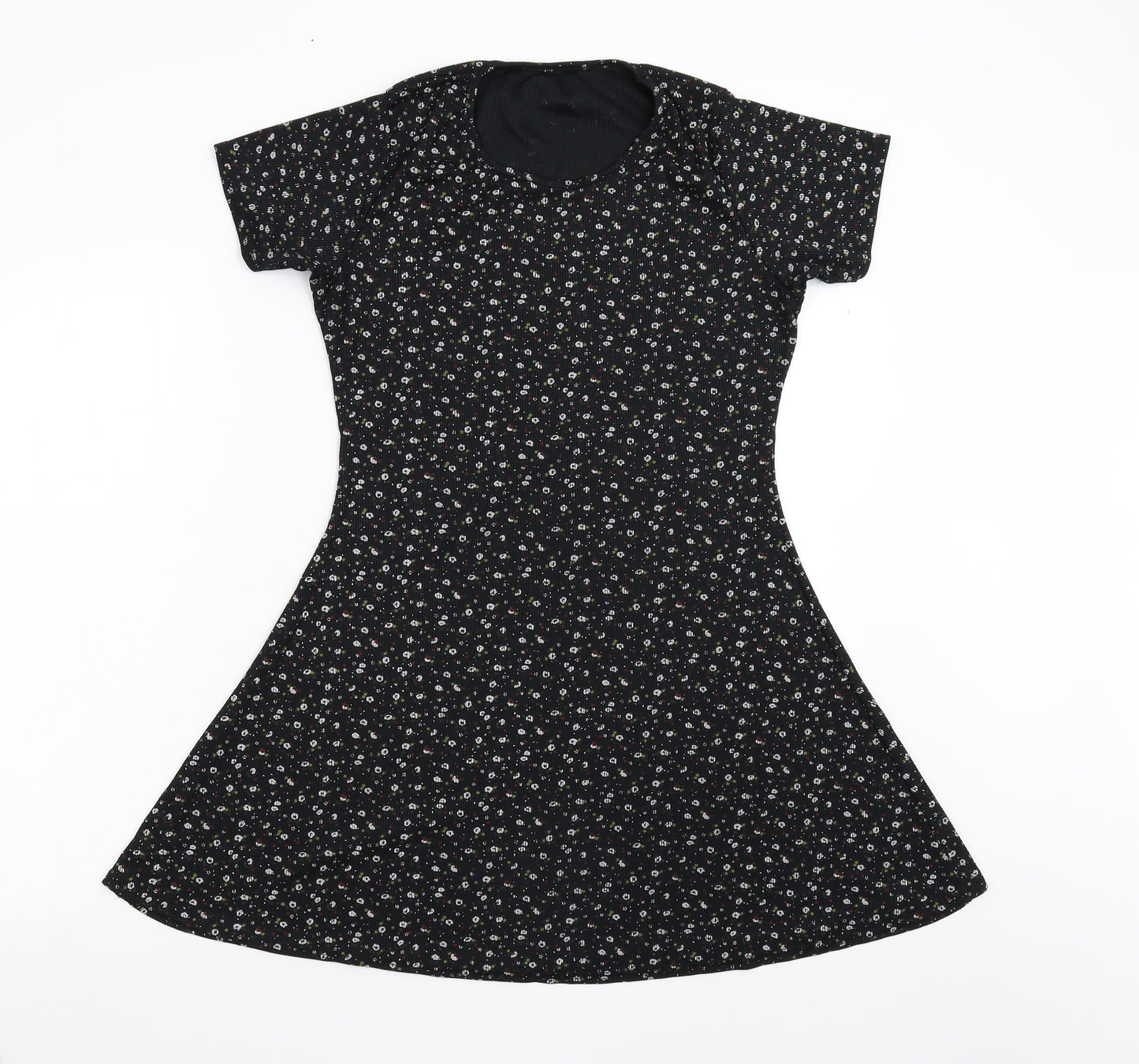 Preworn Womens Black Floral  Fit & Flare  Size M