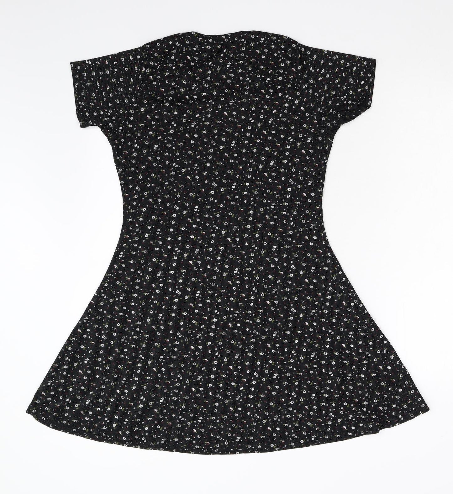 Preworn Womens Black Floral  Fit & Flare  Size M