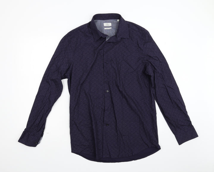 NEXT Mens Blue Floral   Button-Up Size 16