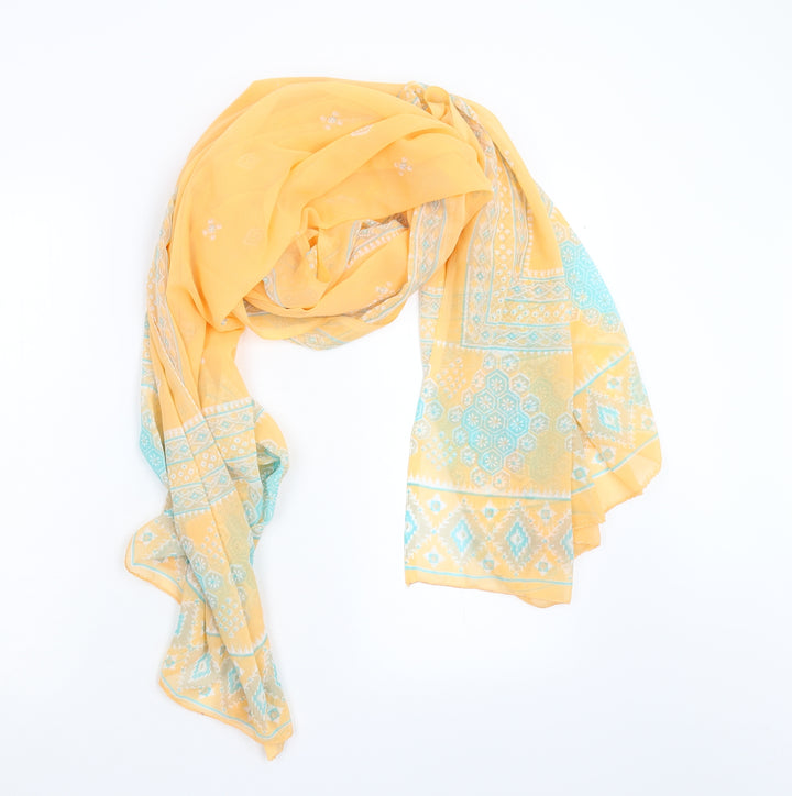 Preworn Unisex Orange Geometric Shawl/Wrap