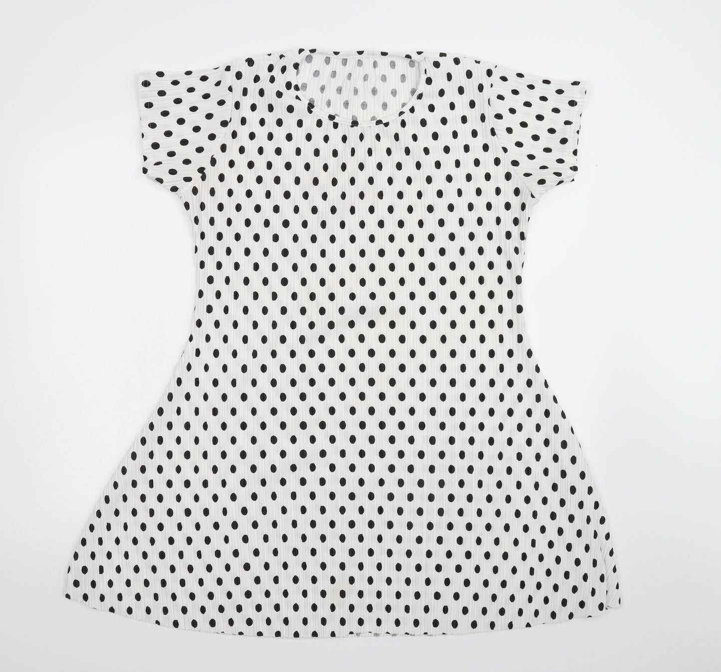 Preworn Womens White Polka Dot  Fit & Flare  Size L