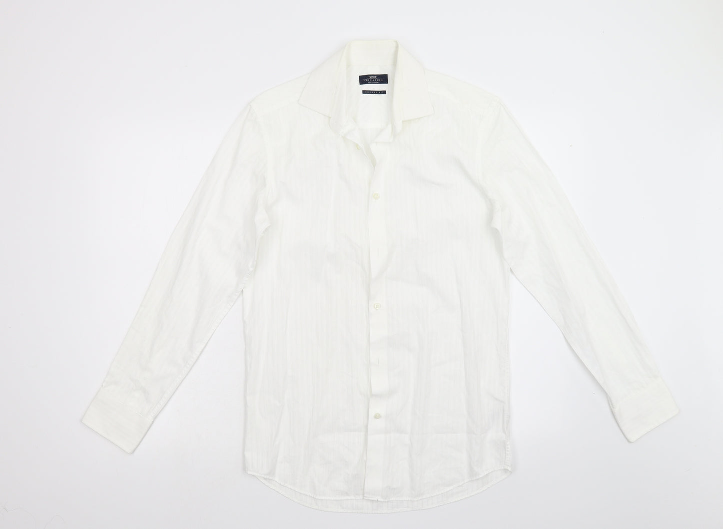 NEXT Mens White Striped   Dress Shirt Size 14.5