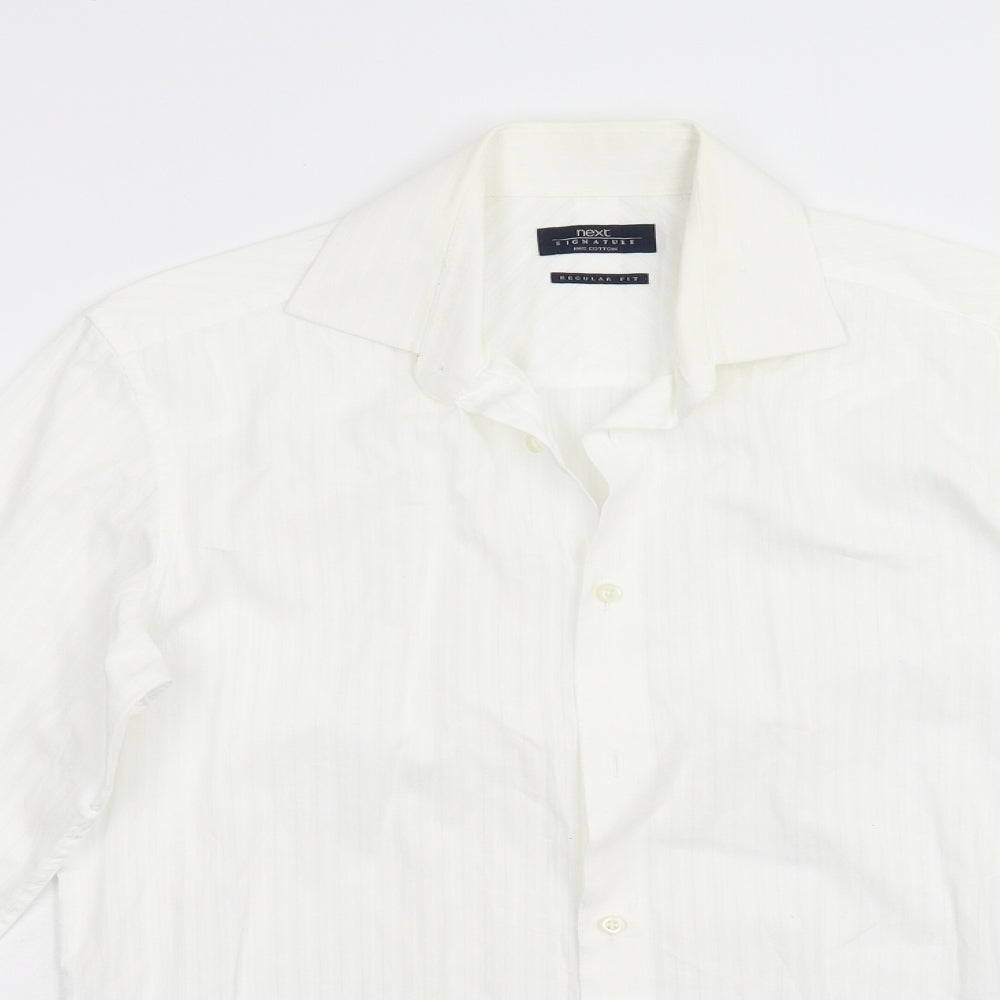 NEXT Mens White Striped   Dress Shirt Size 14.5
