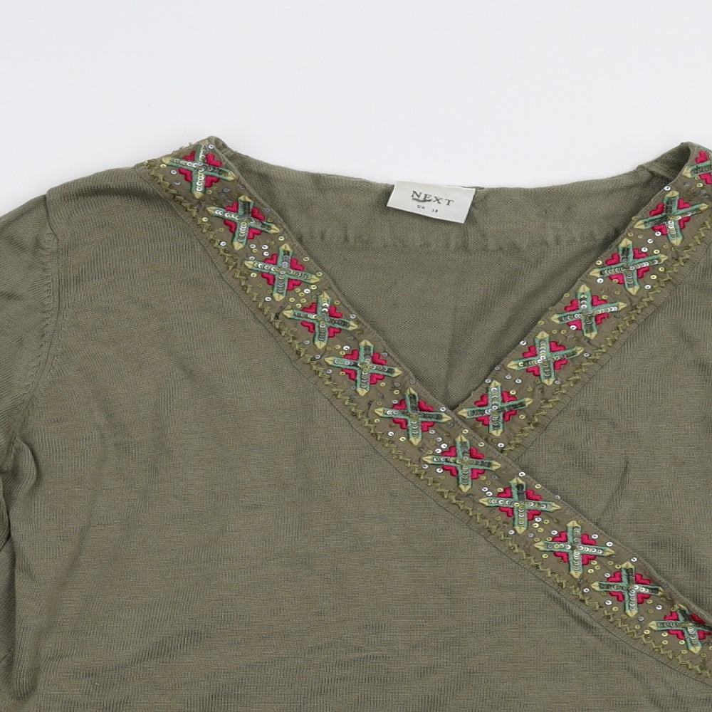 NEXT Womens Green  Knit Cardigan Jumper Size 18
