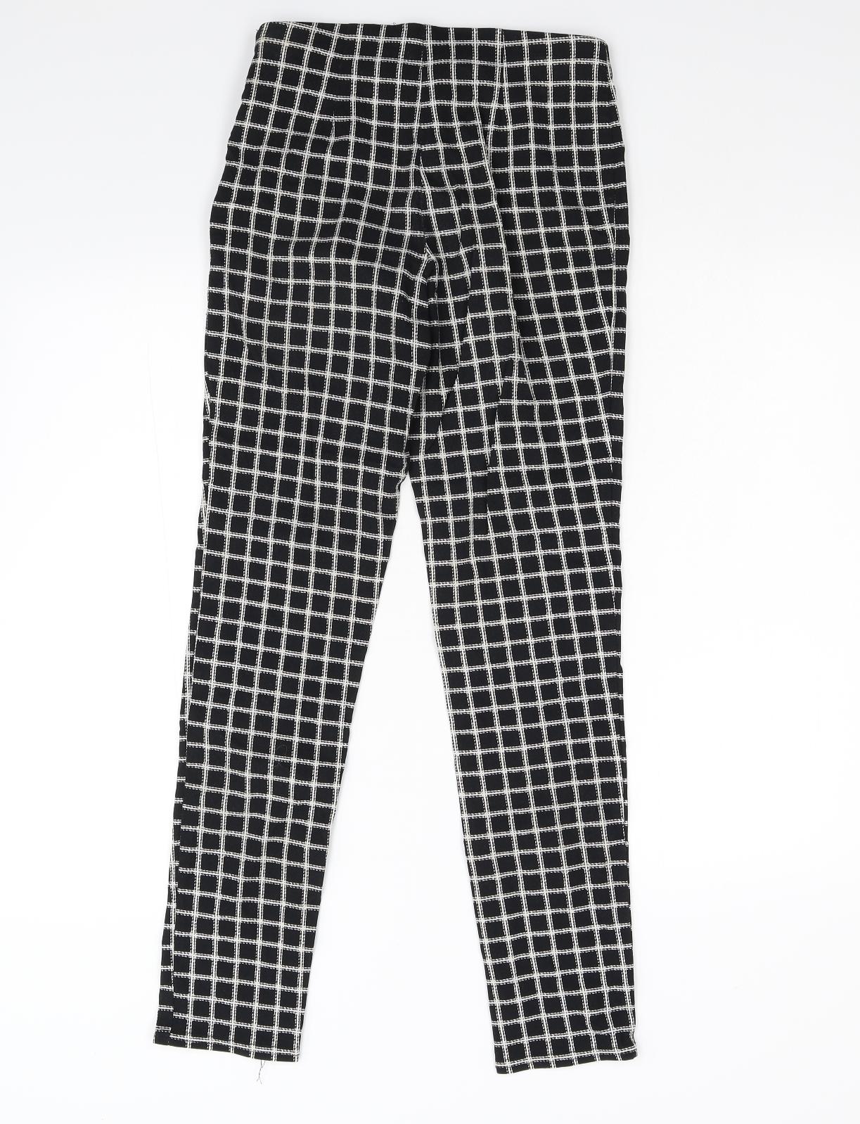 Primark Womens Black Check  Trousers  Size 8 L27 in