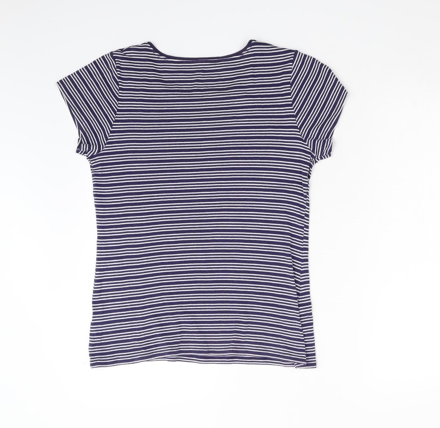 Matalan Womens Blue Striped  Basic T-Shirt Size 16