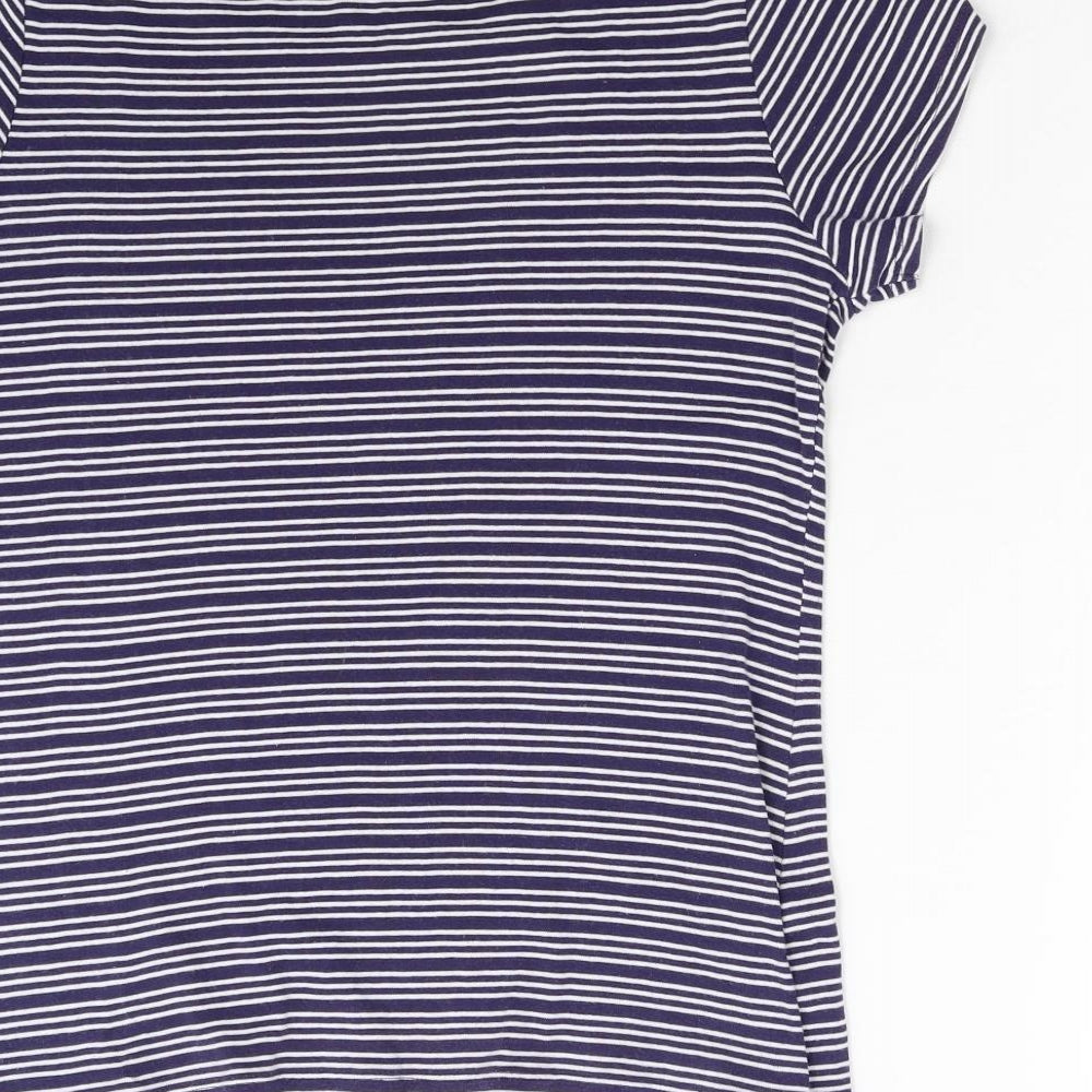 Matalan Womens Blue Striped  Basic T-Shirt Size 16