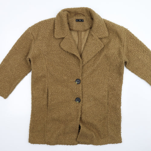 F&F Womens Brown  Fleece Overcoat Coat Size 14