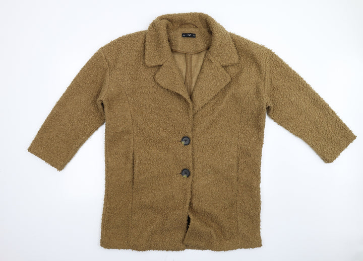 F&F Womens Brown Fleece Overcoat Coat Size 14