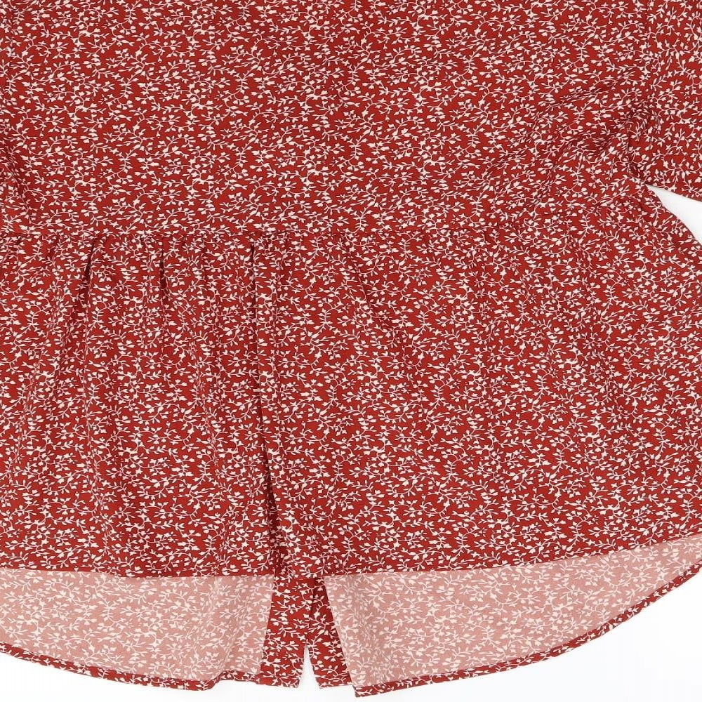 SheIn Womens Red Floral  Basic Blouse Size L