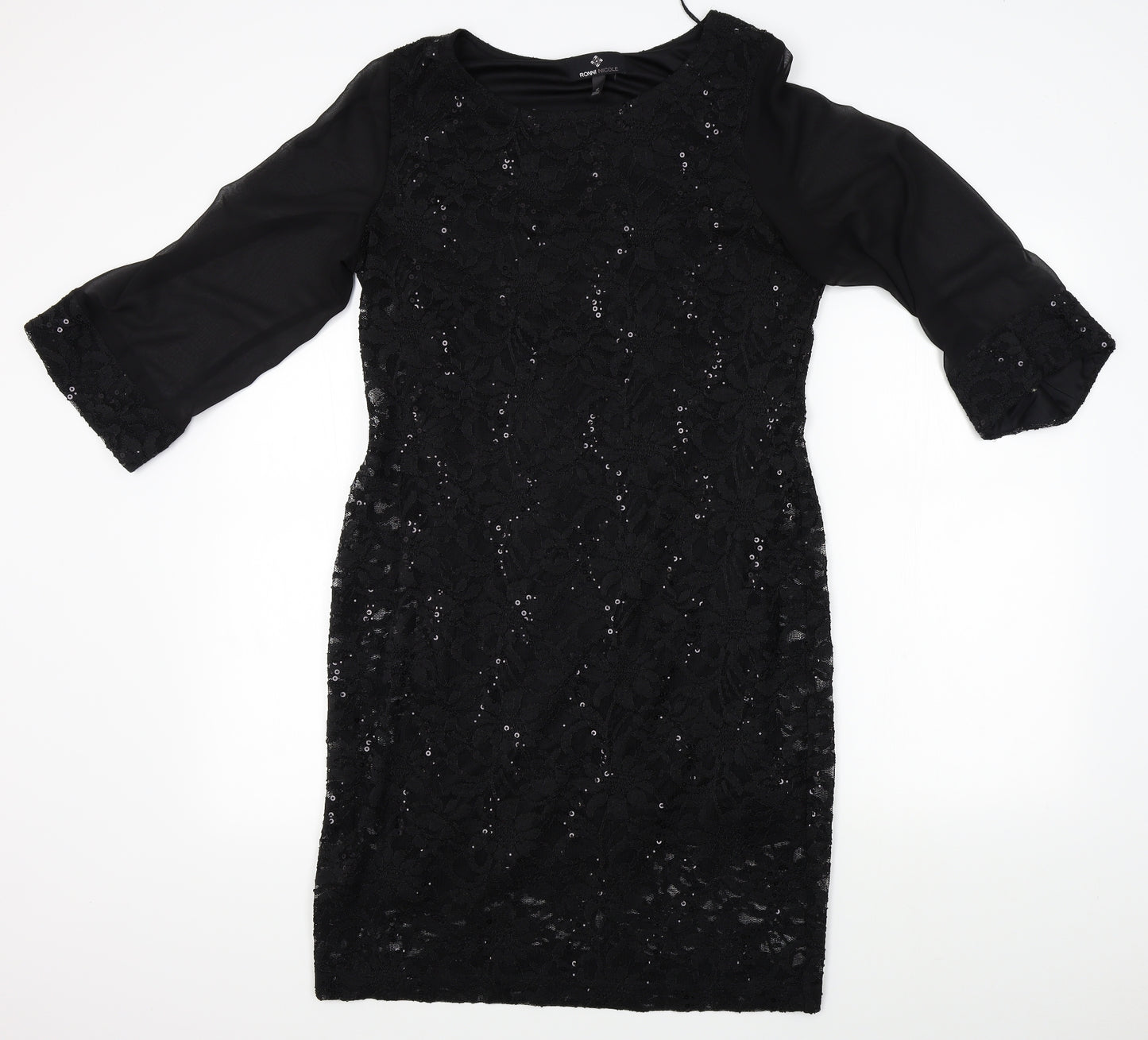 Ronni Nicole Womens Black Floral  A-Line  Size 12