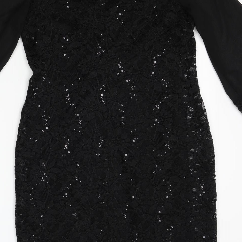 Ronni Nicole Womens Black Floral  A-Line  Size 12