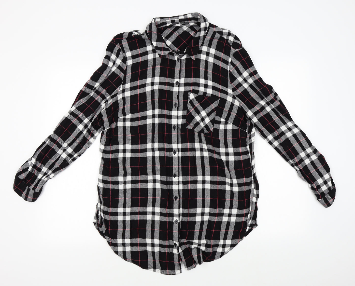 George Womens Black Plaid  Basic Button-Up Size 18
