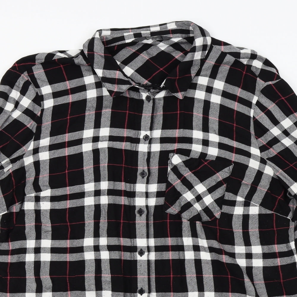 George Womens Black Plaid  Basic Button-Up Size 18