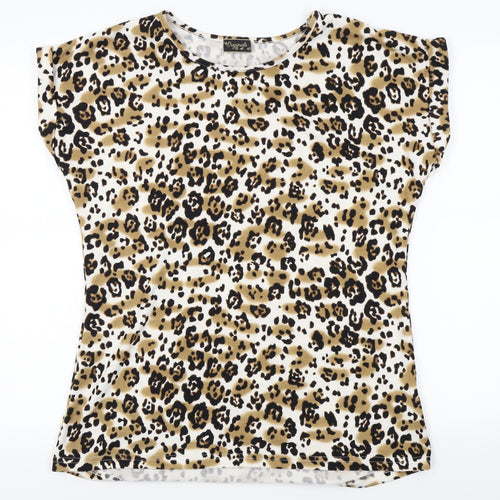 originals Womens White Animal Print  Basic T-Shirt Size 16
