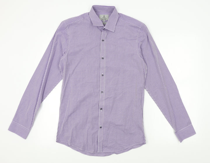 Taylor & Wright Mens Purple Check Dress Shirt Size 14