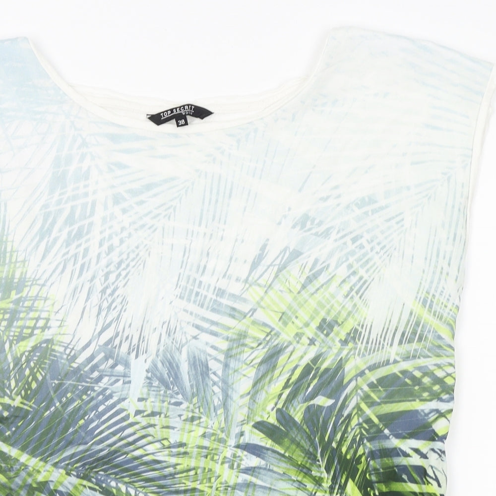 top secret Womens White Floral  Basic T-Shirt Size 10