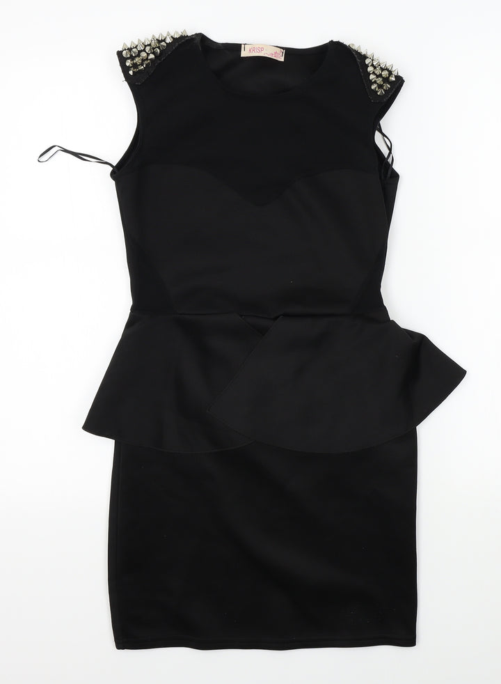Krisp Womens Black Pencil Dress Size 10 - studded shoulders