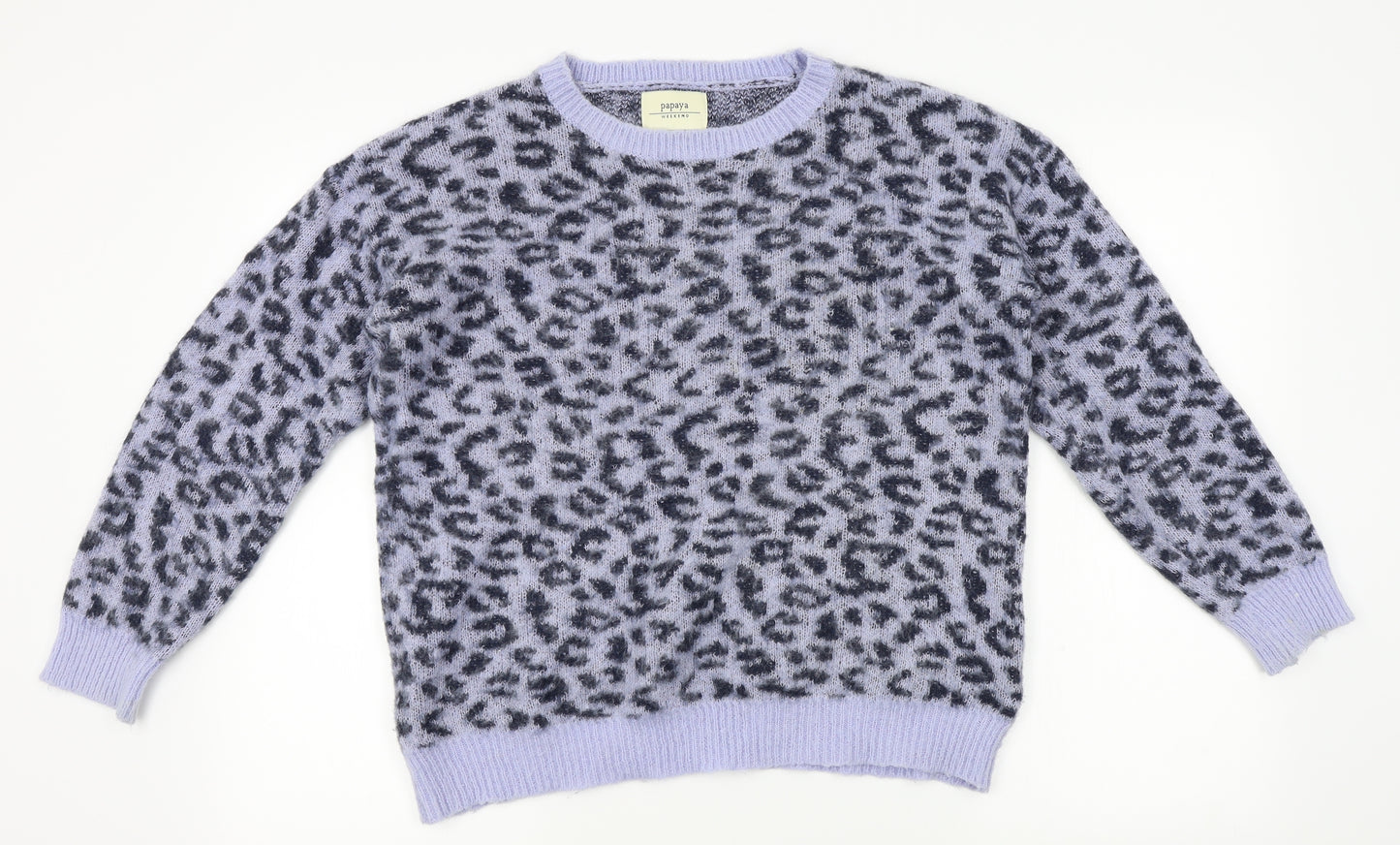 Papaya Womens Blue Animal Print  Pullover Jumper Size M
