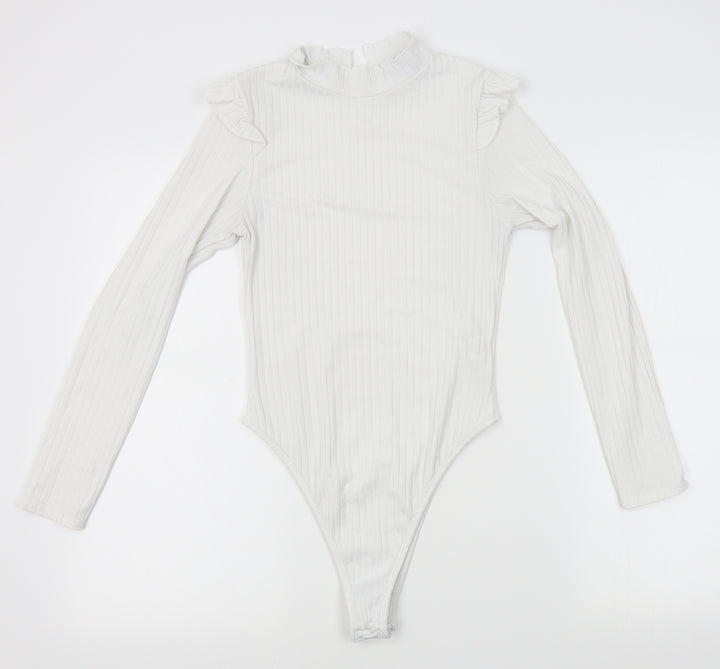 Boohoo Womens White Leotard One-Piece Size S
