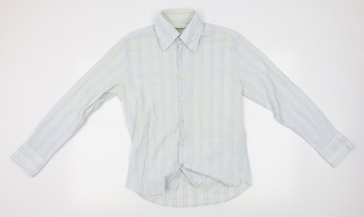 Duck and Cover Mens Blue Striped Button-Up Size M