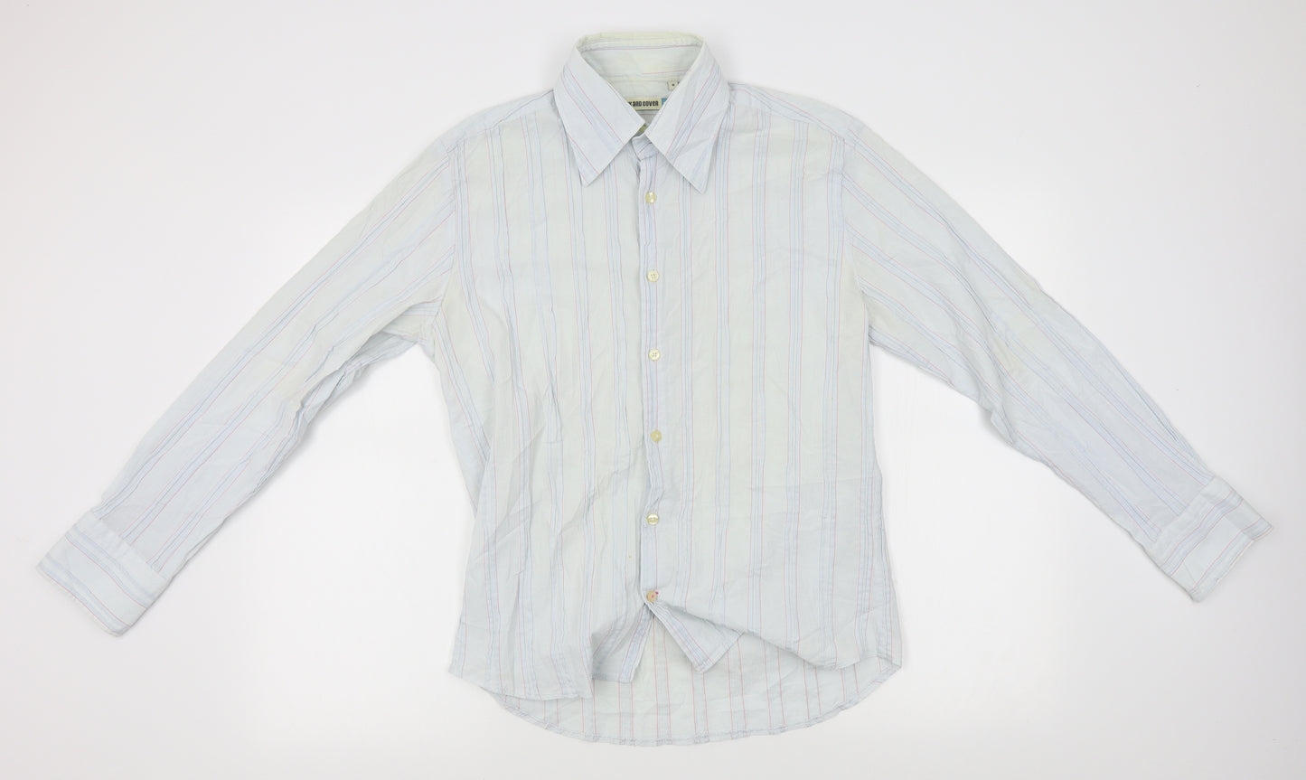 Duck and Cover Mens Blue Striped   Button-Up Size M