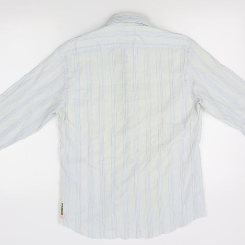 Duck and Cover Mens Blue Striped   Button-Up Size M