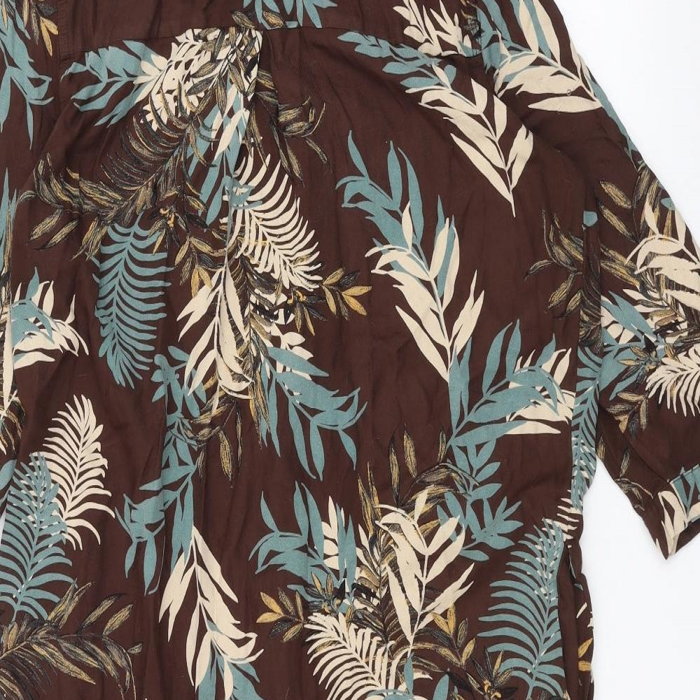 NEXT Womens Brown Floral  Basic Button-Up Size 14