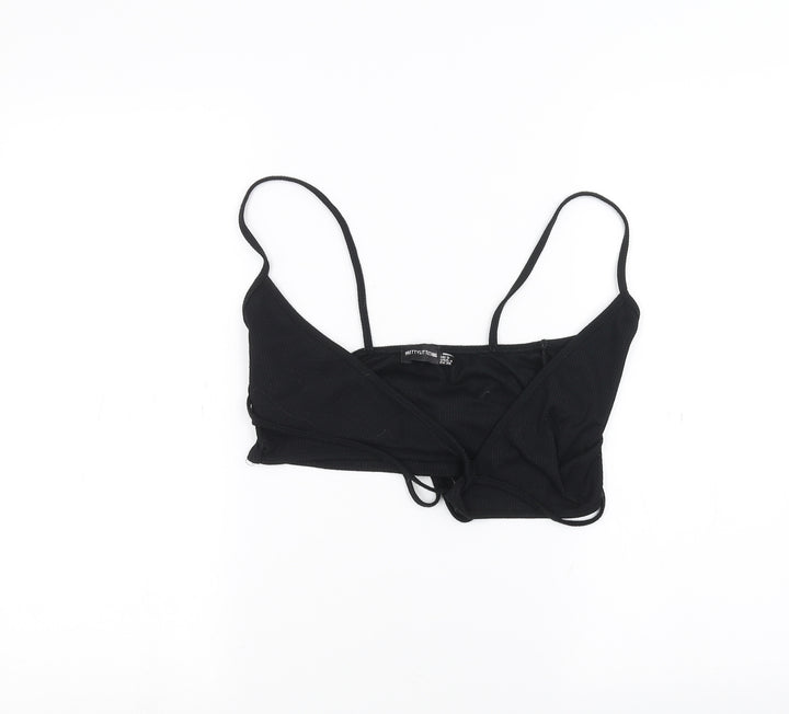 PRETTYLITTLETHING Womens Black   Cropped T-Shirt Size 8