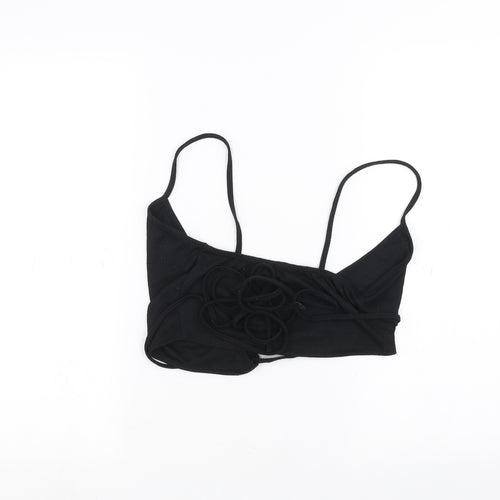 PRETTYLITTLETHING Womens Black   Cropped T-Shirt Size 8