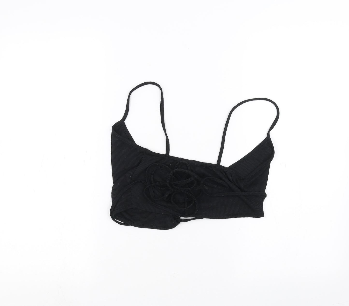 PRETTYLITTLETHING Womens Black   Cropped T-Shirt Size 8