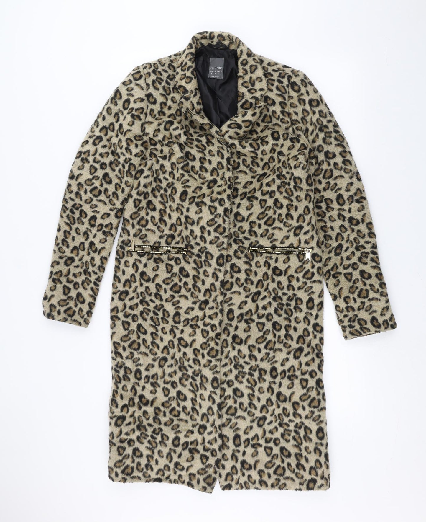 Primark Womens Brown Animal Print  Overcoat Coat Size 8