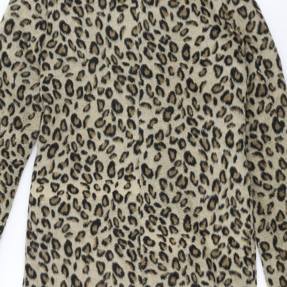 Primark Womens Brown Animal Print  Overcoat Coat Size 8