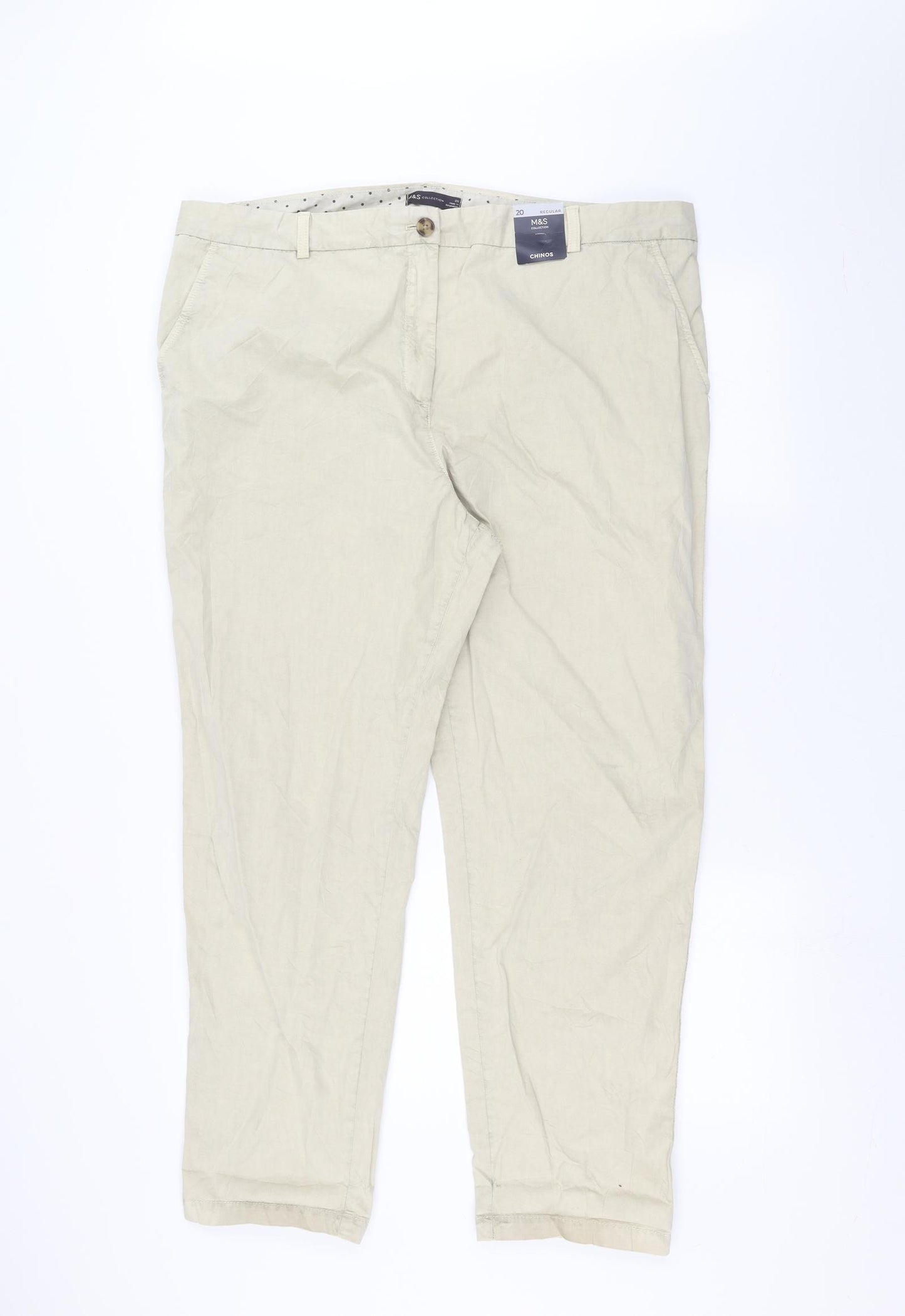 Marks and Spencer Womens Beige   Straight Jeans Size 20 L28 in