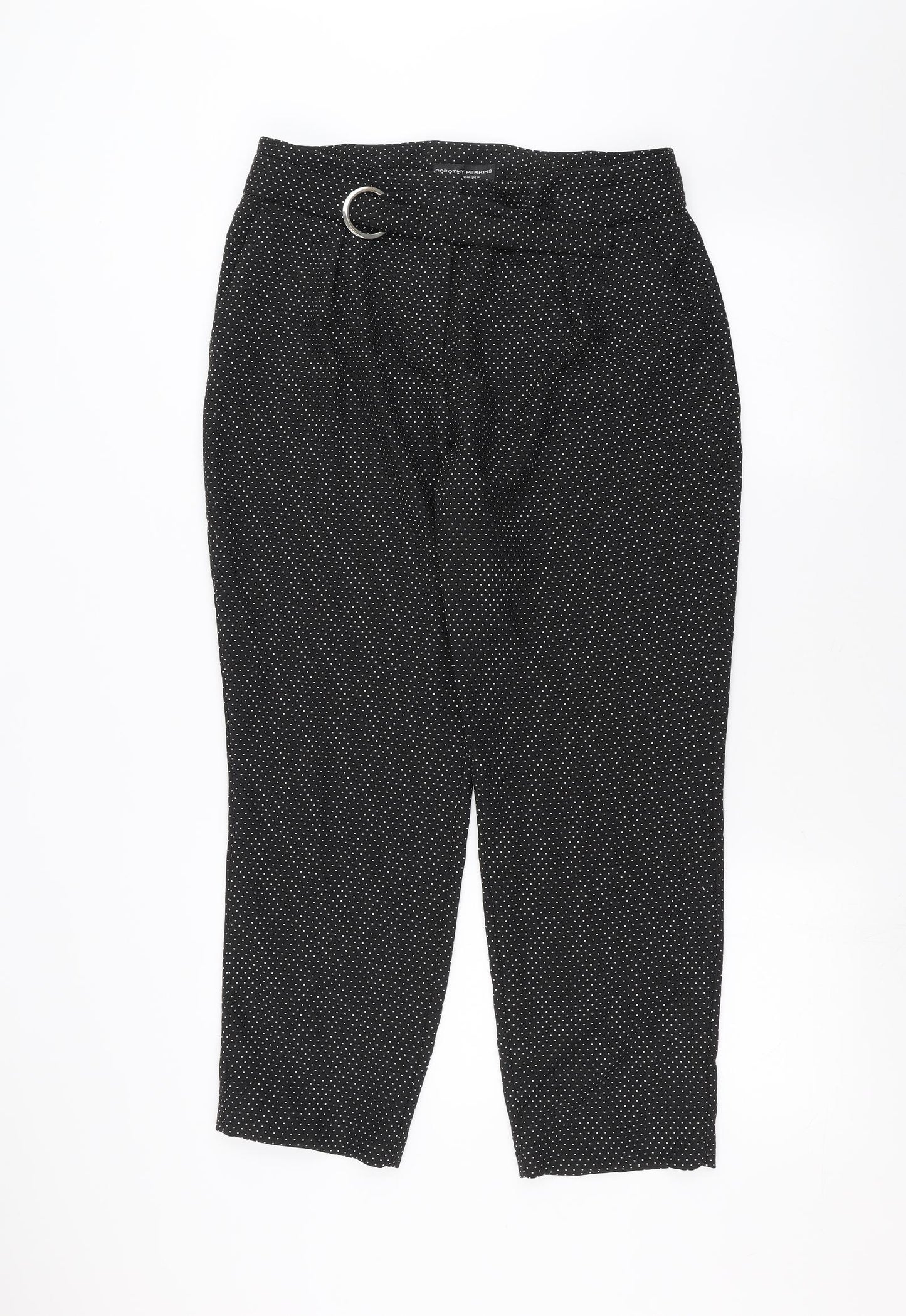 Dorothy Perkins Womens Black Polka Dot  Trousers  Size 14 L24 in - Belted