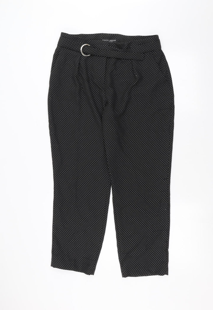 Dorothy Perkins Womens Black Polka Dot  Trousers  Size 14 L24 in - Belted