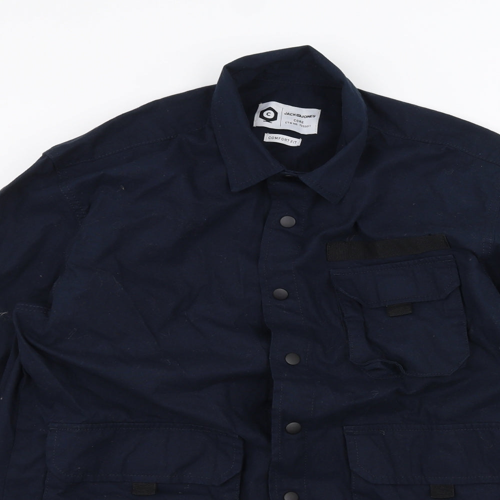 JACK & JONES Mens Blue    Dress Shirt Size L